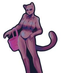 cat_ears furry furry_breasts furry_female micro_bikini pink_fur