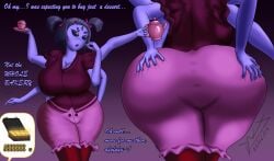1girls 5_eyes 6_arms arachnid arachnid_humanoid big_breasts dynacron_spice female muffet multiple_eye purple_skin spider spider_girl undertale undertale_(series)