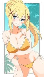 1girls absurd_res absurdres adult adult_female arm_under_breasts bare_belly bare_chest bare_hands bare_hips bare_legs bare_midriff bare_navel bare_shoulders bare_thighs belly belly_button bikini bikini_bottom bikini_only bikini_top birthing_hips blonde_eyebrows blonde_female blonde_hair blonde_hair_female blue_eyes blue_eyes_female blush blush_face blush_lines blushed_face blushing_at_viewer blushing_face blushing_female breasts bust_cup busty busty_female busty_girl child_bearing_hips cleavage collarbone cross_hair_ornament curvaceous curvaceous_body curvaceous_female curvaceous_figure curvaceous_hips curvaceous_thighs curvy curvy_body curvy_female curvy_figure curvy_hips curvy_thighs darkness_(konosuba) dot_nose elbows embarrassed_exposed_female embarrassed_expression embarrassed_female exposed_arms exposed_belly exposed_chest exposed_hips exposed_legs exposed_midriff exposed_navel exposed_shoulders exposed_skin exposed_thighs fair_skin female female_focus female_only fingernails fingers green_background groin hair_between_eyes hair_ornament hair_ornaments hand_on_leg hand_on_own_leg hand_on_own_thigh hand_on_thigh head_tilt high_resolution highres hourglass_figure kono_subarashii_sekai_ni_shukufuku_wo! large_breasts lean_body lean_figure leaning_forward legs light-skined_female light-skinned light-skinned_female light_skin light_skin_female light_skinned light_skinned_female long_hair looking_at_viewer mature mature_female midriff narrow_waist navel noyama_takenoko ponytail shoulders side-tie_bikini sidelocks simple_background slender_body slender_waist slim_girl slim_waist smooth_skin solo standing string_bikini swimsuit swimwear thick_thighs thighs thin_waist tilted_head upper_body v-line wide_hips yellow_bikini yellow_bikini_bottom yellow_bikini_only yellow_bikini_top yellow_eyebrows yellow_hair yellow_hair_female yellow_string_bikini yellow_swimsuit yellow_swimwear