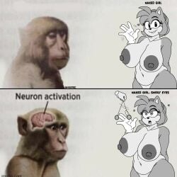amy_rose animal_ears anthro bare_shoulders before_and_after black_eyes brainwashing breasts coin collarbone comic dazed drool english_text female femsub furry ghostec greyscale hair_band headband hedgehog_girl huge_breasts huge_nipples humor hypnosis large_breasts large_nipples meme mind_control monochrome navel neuron_activation neuron_activation_(meme) nipples nude open_mouth pendulum phantom_hand sega sequence short_hair signature simple_background smile sonic_the_hedgehog_(series) spiral_eyes text topless