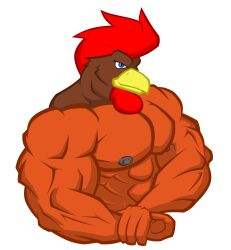 absurd_res blue_eyes buff colored_nipples flexing furry furry_only kuraktv90 male male_only muscular muscular_male red_hair shirtless shirtless_male simple_background simple_shading