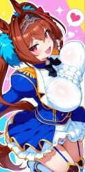 ai_generated animal_ears breasts costume daiwa_scarlet_(umamusume) female hips horse_girl pussy red_eyes ribbon_in_hair tiara twintails umamusume umamusume_pretty_derby