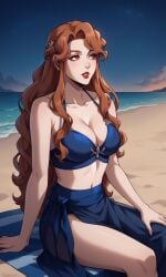 1girls ai_generated bigmic145 bikini braid breasts castlevania castlevania_(netflix) female hair_ornament lenore_(castlevania) lips long_hair medium_breasts orange_hair sarong vampire vampire_girl wavy_hair