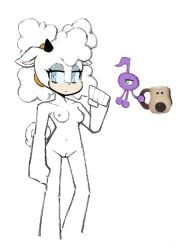 3:4 alien ambiguous_gender anthro bigrobbie black_horn blue_eyes blue_sclera bovid breasts caprine duo ears_down eyelashes female fur genitals gromit_mug hair hi_res horn idw_publishing lanolin_the_sheep_(sonic) looking_at_viewer maggie_(sonic) mammal navel nipples nude pink_nipples pivoted_ears pussy sega sheep simple_background small_breasts sonic_the_hedgehog_(comics) sonic_the_hedgehog_(idw) sonic_the_hedgehog_(series) tan_body tan_fur white_background white_body white_fur white_hair wisp_(sonic)