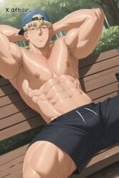 afhoir_ ai_generated bara gay loid_forger male male_focus male_only muscular muscular_male spy_x_family yaoi
