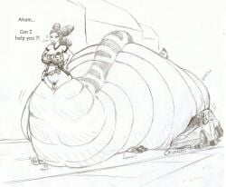 2010 apode belly big_belly breasts car clothing draconcopode female frakass genitals group huge_belly lamia legless overweight police pussy reptile scalie serpentine shirt simple_background snake split_form text topwear vehicle white_background