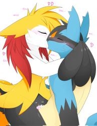 2025 anthro black_body black_fur blue_body blue_fur blush bodily_fluids braixen breasts canid canine closed_eyes cum cum_in_pussy cum_inside digital_media_(artwork) duo erection female female_penetrated fur generation_4_pokemon generation_6_pokemon genital_fluids genitals heart_symbol hi_res inner_ear_fluff kiss_on_lips kissing lucario male male/female male_penetrating male_penetrating_female mammal nakachidragon nintendo nude penetration penile penis pokemon pokemon_(species) pussy sex simple_background tail text tuft white_background white_body yellow_body yellow_fur