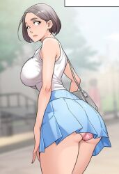 1girls artist_name clothing female female_focus female_only handbag light-skinned_female light_skin looking_back panties pink_panties short_hair skirt solo source_request tagme 스크린샷 하린