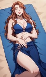 1girls ai_generated bigmic145 bikini braid breasts castlevania castlevania_(netflix) female hair_ornament lenore_(castlevania) lips long_hair medium_breasts orange_hair sarong vampire vampire_girl wavy_hair