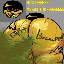 asian ass big_ass cellulite fart fart_cloud farting spreading text triangular_anus wrinkles yellow_skin
