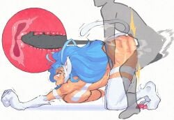 1boy animal_ears ass bad_source blue_eyes blue_hair blush breasts capcom cat_ears cat_girl cat_tail cervical_penetration cervix claws completely_nude darkstalkers deep_penetration doggy_style faceless faceless_male felicia_(darkstalkers) female happy happy_sex highres hot huge_ass inkerton-kun large_breasts long_hair nude oerba_yun_fang penis pussy sex sex_from_behind simple_background smile steaming_body straight sweat tail thighs toned toned_female top-down_bottom-up trembling vaginal_penetration white_fur x-ray