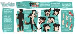 animal_genitalia anthro arm_tuft balls black_body black_fur black_nose black_pawpads blue_eyes blush bodily_fluids border_collie brown_markings canid canine canis cheek_tuft chest_tuft closed_smile collie cum cumshot domestic_dog ejaculation elbow_tuft erection facial_tuft fangs floppy_ears front_view fully_sheathed fur genital_fluids genitals head_tuft herding_dog hi_res knot male mammal markings model_sheet mouth_closed neck_tuft pastoral_dog pawpads penis penis_tip rear_view red_tongue sheath sheepdog shoulder_tuft smile solo standing tan_balls tan_body tan_fur tan_sheath teeth tongue tuft yookie