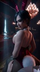 1boy 1girls 3d ada_wong big_ass big_breasts bunny_ears bunny_tail bunnysuit capcom dat_ass faceless_male looking_at_viewer resident_evil resident_evil_2 resident_evil_4 serpentorder