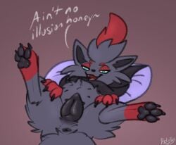 animal_genitalia animal_pussy bedroom_eyes belly canid canine canine_genitalia canine_pussy canis digital_media_(artwork) female feral fluffy fox fur generation_5_pokemon genitals half-closed_eyes heliofox inviting looking_at_viewer mammal multi_nipple narrowed_eyes nintendo nipples open_mouth pokemon pokemon_(species) presenting pussy quadruped seductive simple_background smile smirk solo spread_legs spreading tail teasing text true_fox zorua