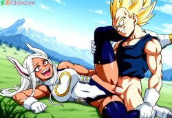 ai ai_generated crossover dragon_ball dragon_ball_z female my_hero_academia rumi_usagiyama super_saiyan vaginal_penetration vegeta