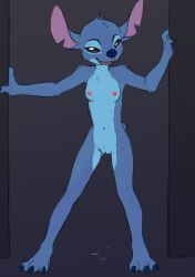 2025 3_toes absurd_res alien anthro areola black_eyes blue_body blue_fur blue_tail bodily_fluids breasts claws countershade_torso countershading digital_media_(artwork) disney experiment_(lilo_and_stitch) feet female finger_claws fingers front_view fur genital_fluids genitals hi_res lilo_and_stitch looking_at_viewer navel nipples nude nude_anthro nude_female open_mouth open_smile pussy rule_63 sealer4258 small_breasts smile solo standing stitch_(lilo_and_stitch) tail teeth toe_claws toes tongue vaginal_fluids