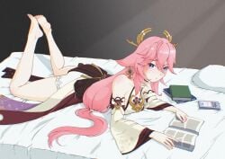 genshin_impact jo-styck kitsune pink_hair yae_miko
