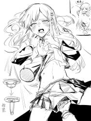 2girls absurdres bang_dream! bang_dream!_it's_mygo!!!!! blush chinese_commentary closed_eyes closed_mouth clothes_lift commentary_request fingering hair_ornament hairclip highres long_hair long_sleeves multiple_girls nagasaki_soyo open_mouth pleated_skirt saliva school_uniform shirt_lift skirt smile strangling tsukinomori_school_uniform wakaba_mutsumi yuan_shuang yuri