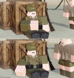 1femboy 2024 2boys 3d anger_vein angry brat clothed comic comic_panel crate curvaceous curvy day desert dialogue english_text erich_kraus femboy firearm frown fully_clothed gay german_male gun karl_hartmann male male/male military military_uniform outside panzerjungen rifle roblox robloxian sitting sleeping tank tent text thick thick_thighs thighs twitter_username voluptuous weapon ww2 yaoi