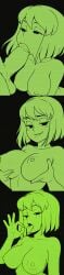 1boy 1girls 2025 ai_generated background blonde_hair blowjob breasts civitai d3rmal dick dot_eyes enjoying fallout fellatio fellatio_gesture grabbing grabbing_breasts half-closed_eyes looking_at_viewer moaning monochrome multiple_images penis seductive seductive_eyes seductive_smile short_hair smiling solo super_mutant tagme teeth tounge_out vault_girl vault_meat