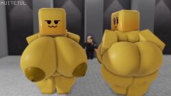 2girls 3d animated areola areolae ass belly big_ass big_breasts breasts bubble_ass bubble_butt cube_head female female_only grabbing_own_ass huge_ass huge_breasts hyper hyper_breasts large_ass large_breasts muitetul naked nipples no_sound qooby roblox robloxian tagme thick_thighs video yellow_skin