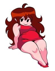 artiah669 ass belly big_ass breasts brown_hair chubby chubby_female fat fat_belly fat_female fat_woman fleshpie669 friday_night_funkin girlfriend_(friday_night_funkin) high_heels long_hair red_dress smile smiling thick thick_thighs thighs
