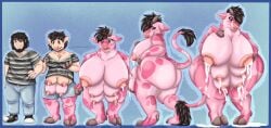 anthro ass belly big_breasts big_butt bimbo_anthro bimbofication bodily_fluids bovid bovine breast_milking breasts butt_focus cattle dairy_products female food hi_res holding_breast huge_breasts human hyper hyper_breasts lactating male mammal miniborkerarts multi_breast overweight overweight_female slightly_chubby slightly_chubby_anthro slightly_chubby_female solo thick_thighs transformation wide_hips