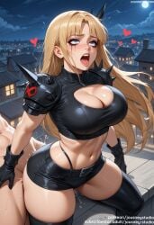 1boy ahe_gao ai_generated armor bangs bare_shoulders belt black_clothes black_gloves black_legwear black_ribbon black_shirt black_shorts black_thighhighs blonde_hair blue_eyes blush boots bottomless breasts building city cityscape cleavage cleavage_cutout clothed_female clothed_female_nude_male clothed_sex clothing clothing_cutout cloud crop_top elbow_gloves female female gloves heart highleg indoors jousneystudio large_breasts legwear light-skinned_female light_skin lips long_hair magik_(illyana_rasputin) magik_(marvel_rivals) male marvel marvel_rivals midriff moon navel night night_sky nipples nude open_mouth original outdoors penis rolling_eyes saliva scar semen sex sex_from_behind shiny_skin shirt short_shorts shorts shoulder_armor shoulder_spikes skindentation skirt sky smile solo_focus spikes standing stomach straight sweat taken_from_behind tears teeth thick_thighs thighhighs thighs thong tongue tongue_out vaginal_penetration
