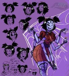 1boy 1girls 5_eyes 6_arms animated_skeleton arachnid arachnid_humanoid black_hair black_sclera blush blush_lines blushing bow breasts cute cute_fangs desire dialogue dress expressions expressive expressive_eyes eyebrows_raised fangs fat4survival fat_ass female fingerless_gloves fishnet_clothing fishnet_legwear fishnet_stockings fishnets hair_bun hair_down hairbow hand_on_ass hand_on_butt heavy_breathing hips_wider_than_shoulders hourglass_figure hourglass_figured_female male muffet no_background no_sex not_porn papyrus pigtails pose purple_background purple_skin red_dress safe safe_for_work sfw shocked_expression short_hair simple_background skeleton smaller_female spider spider_girl spider_humanoid spider_web spider_web_background spider_web_print spider_web_stockings sunglasses sunglasses_on_face sunglasses_on_forehead sunglasses_on_head surprised taller_male thighhighs thin_waist twitter_link undertale undertale_(series) wasp_waist watermark web white_eyes wide_hips