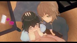 1boy 1boy2girls 2girls 2girls_1boy 3d amane_suzuha assisted_fellatio big_breasts big_penis blowjob blush bobbing_head breasts breathing condom condom_wrapper deepthroat forced_deepthroat gag gagging giggle grabbing grabbing_head head_back head_grab helping helpless_female innocent koikatsu laugh laughing longer_than_10_seconds moaning nervous noises noisy_oral nude nude_male oral oral_sex partially_clothed pushing pushing_down pushing_head_down self_upload shiina_mayuri slurp slurping sound sound_effects steins;gate tagme tits_out up_and_down video wet