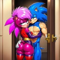 ai_generated ass ass_grab blue_body breasts clothed doorframe doorway female from_behind green_eyes hug imminent_sex incest indoors long_dress looking_at_another looking_pleasured lovely magenta_fur male male/female night on_bed penis pink_hair purple_dress purple_skirt red_shirt seductive seductive_look sonia_the_hedgehog sonic_(series) sonic_the_hedgehog sonic_the_hedgehog_(series) sonic_underground straight