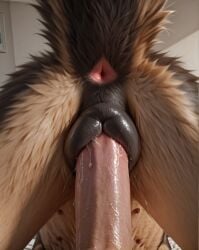1boy 1girls ai_generated animal_genitalia animal_pussy anus ass bestiality canine canine_genitalia canine_pussy director_yiffy erection female german_shepherd male penis penis_in_pussy pussy pussy_juice rear_view sex vaginal_penetration