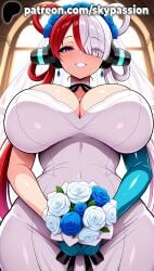1girls 2025 ai_assisted ai_generated anime artist_name big_breasts big_chest black_flower black_rose blue_bow blue_flower blue_ribbon blue_rose blue_scrunchie blush bouquet breasts bridal_veil bride bursting_breasts bust busty chest clothed_female colored_hair condom_in_mouth condom_wrapper dress dress_flower earrings eyebrows_visible_through_hair female female_focus female_only flower flower_ornament giant_breasts gloves green_flower groom hair_flower hair_ornament hat_flower headphones headphones_on_head heavy_breasts hi_res high_quality high_resolution highres holding_bouquet huge_boobs huge_breasts hydrangea jewelry large_breasts long_hair looking_at_viewer massive_boobs massive_breasts multicolored_hair one_piece patreon patreon_username petals pink_flower pink_rose purple_flower purple_rose red_flower red_hair red_rose rose rose_petals rose_print skypassion smile solo spoken_squiggle squiggle stable_diffusion thorns uta_(one_piece) veil watermark wedding wedding_dress wedding_veil white_dress white_flower white_hair white_rose window