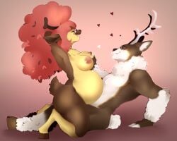 ambiguous_penetration anthro antlers autumn_sawsbuck breast_grab breasts brown_body brown_fur cowgirl_position deer duo eyewear fake_anna female fluffy from_front_position fur generation_5_pokemon glasses hand_on_breast hands_behind_head heart_symbol hi_res hooves horn intimate lacey_lazzarov looking_pleasured male male/female mammal nintendo nude on_bottom on_top open_mouth penetration pokemon pokemon_(species) pregnant pregnant_anthro pregnant_female pregnant_sex riding sawsbuck sex tan_body tan_fur white_body white_fur wholesome wholesome_sex winter_sawsbuck