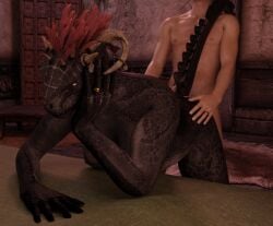 3d_(artwork) anonymous_artist anthro anthro_penetrated argonian bed bethesda_game_studios blender_(artwork) bored_sex breasts digit_ring digital_media_(artwork) duo feathers female furniture hand_on_butt horn human human_on_anthro human_penetrating human_penetrating_anthro interspecies jewelry male male/female mammal married_couple microsoft nipples nude on_bed penetration reptile ring scales scalie sex skyrim tail the_elder_scrolls wedding_ring