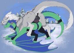 anal anal_sex anus balls black_anus blue_body blue_claws blue_scales claws dragon duo felkin female feral fur furred_dragon furred_scalie genitals green_body green_scales hi_res horn knot liluay lingerie_on_feral male male/female mythological_creature mythological_scalie mythology penetration penis perineum purple_knot purple_penis scales scalie white_body white_claws white_fur white_horn