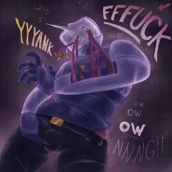 bulge bulge_through_clothing deltarune deltarune_chapter_3 male masochism pain tenna_(deltarune) touching_self wireplay wires