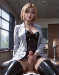 1girls ai_generated animated assertive assertive_female bible_black blonde_hair female handjob kitami_reika looking_at_viewer mature_female no_sound pov tagme video