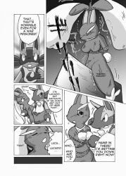 arms_behind_back bondage cum kurohane_karasu kurou-karasu lopunny lucario pokemon torture whip_marks wooden_horse