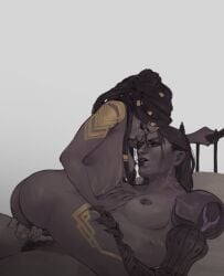 2girls arcane arcane:_league_of_legends ass bed blush blushing body_markings breasts bush child_bearing_hips color colored_veins commentary cowboy_shot curvaceous curvaceous_ass curvaceous_body curvaceous_female curvaceous_figure curvaceous_hips curvaceous_thighs curvy curvy_body curvy_female curvy_figure curvy_hips curvy_thighs dark-skinned_female dark_skin dom/sub dominant dreadlocks embrace english_commentary female female_focus fingering glowing_veins hair hair_ornament hair_up hairy_pussy half_updo highres holding holding_leg indoors kahelmoan league_of_legends long_hair lying mature_female medium_breasts mel_medarda mouth_open multiple_girls nipples nude on_back on_bed prosthesis prosthetic_arm pubic_hair pussy pussy_juice pussy_juice_drip pussy_lips romantic sevika sitting sitting_on_person small_breasts submissive thick thick_hips thick_legs touching_breast touching_pussy vaginal_penetration veins waifu yuri