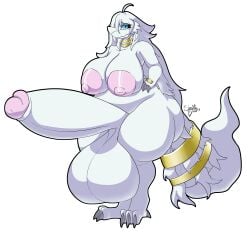 absurd_res anthro ass balls big_balls big_breasts big_butt big_penis breasts fluffy furry futanari generation_5_pokemon genitals gynomorph hand_on_hip hi_res huge_balls huge_breasts huge_cock hyper hyper_balls hyper_genitalia hyper_penis intersex legendary_pokemon nintendo penis pokemon pokemon_(species) reshiram snekkobean thick_thighs wide_hips
