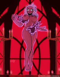 1girls blank_eyes commission female female_focus female_only floating fondling ghost_hands looking_at_viewer lordguyis magic makeup mole_on_breast nude_female patreon patreon_url pubic_hair red_background ritual sally_whitemane solo solo_female white_hair world_of_warcraft wow