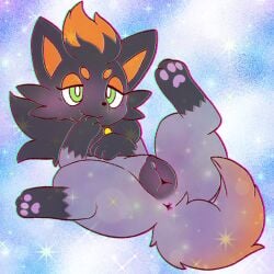 1:1 after_transformation animal_genitalia animal_pussy blush bundefault canid canine canine_genitalia canine_pussy digital_media_(artwork) erection female feral fox fur generation_5_pokemon genitals mammal nintendo nude pokemon pokemon_(species) pussy simple_background smile solo species_transformation tail transformation zorua