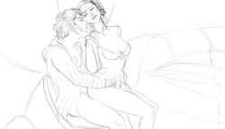 anakin_skywalker beauty_mark bracelet breasts lisuli79 padme_amidala pearls revenge_of_the_sith robotic_arm sheer_clothing sitting_on_lap sketch star_wars