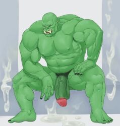 balls bara big_penis devince flaccid male male_only muscles muscular nude orc penis sitting solo solo_male