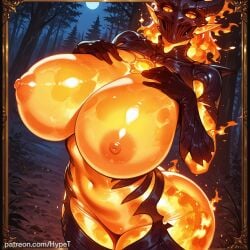 ai_generated alternate_version_at_source big_breasts breasts breasts_out fantasy female flame_atronach hypet looking_at_viewer nipples outdoors solo the_elder_scrolls_iv:_oblivion thick thick_ass thick_legs thick_thighs wide_hips