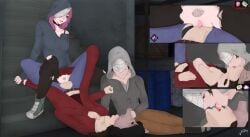 2d 2d_(artwork) 3girls amanda_young dbd dead_by_daylight female female_focus female_only fenqury julie_kostenko kissing making_out pussy susie_(dead_by_daylight) susie_lavoie tongue vagina yuri yuri