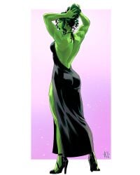 dress green_eyes green_hair marvel marvel_comics she-hulk
