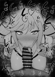 1boy 1girls :>= big_penis black_and_white blush censored detailed_background drooling eyelashes fellatio female heart human indoor inside kurotama long_hair looking_at_viewer male male_pov oral oral_sex penis rock_wa_lady_no_tashinami_deshite room saliva school_uniform shiny shiny_skin sketch sound_effects squatting student suzunomiya_lilisa sweat text tied_hair tongue_out twintails vein veins veiny veiny_penis
