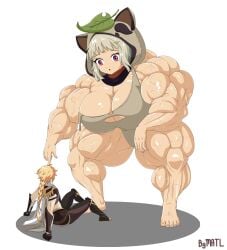 abs biceps breasts female genshin_impact large_muscles matl muscles muscular muscular_arms muscular_female muscular_legs muscular_thighs pecs